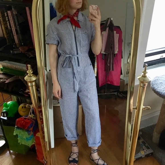 Cartonnier Pants - Cartonnier Striped Linen Conductor Boiler Jumpsuit 🚂